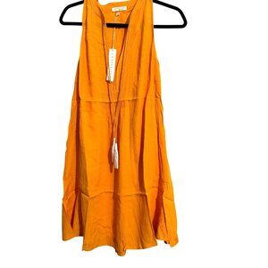 Lovestitch Womens Sleeveless Orange Sundress L Viscose/Rayon Blend With Pockets